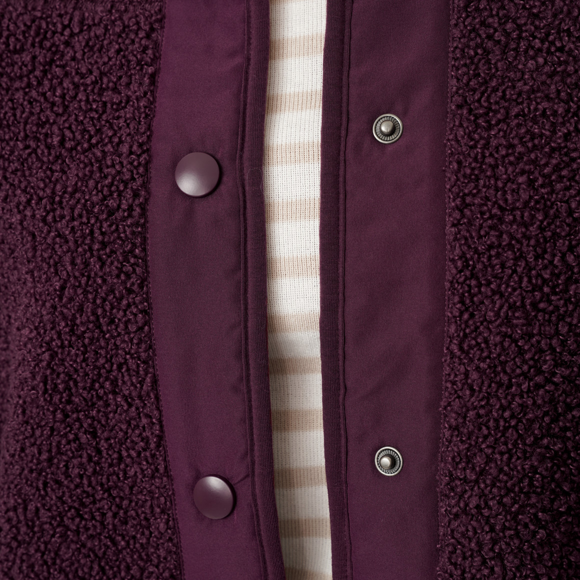 Damen Teddyjacke mit Druckknopfleiste