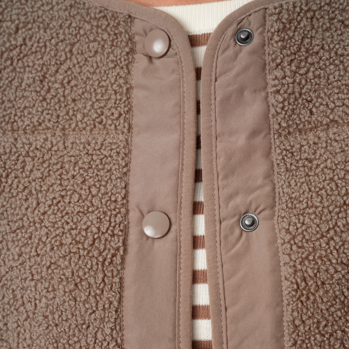 Damen Teddyjacke mit Druckknopfleiste