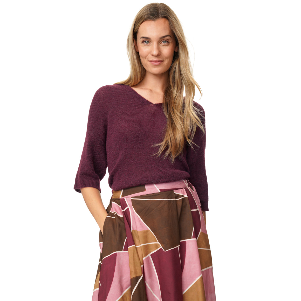 Damen Strickpullover mit kurzen Ärmeln