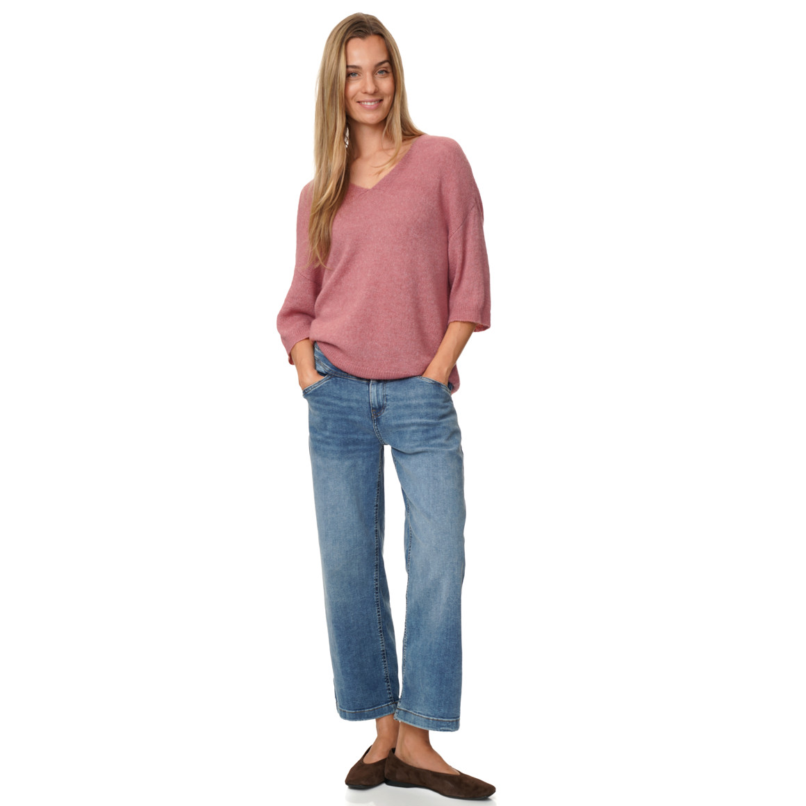 Damen Strickpullover mit kurzen Ärmeln