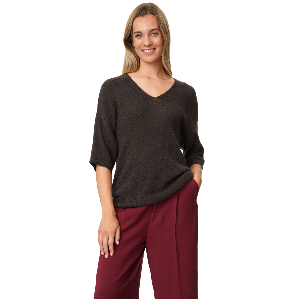 Damen Strickpullover mit kurzen Ärmeln