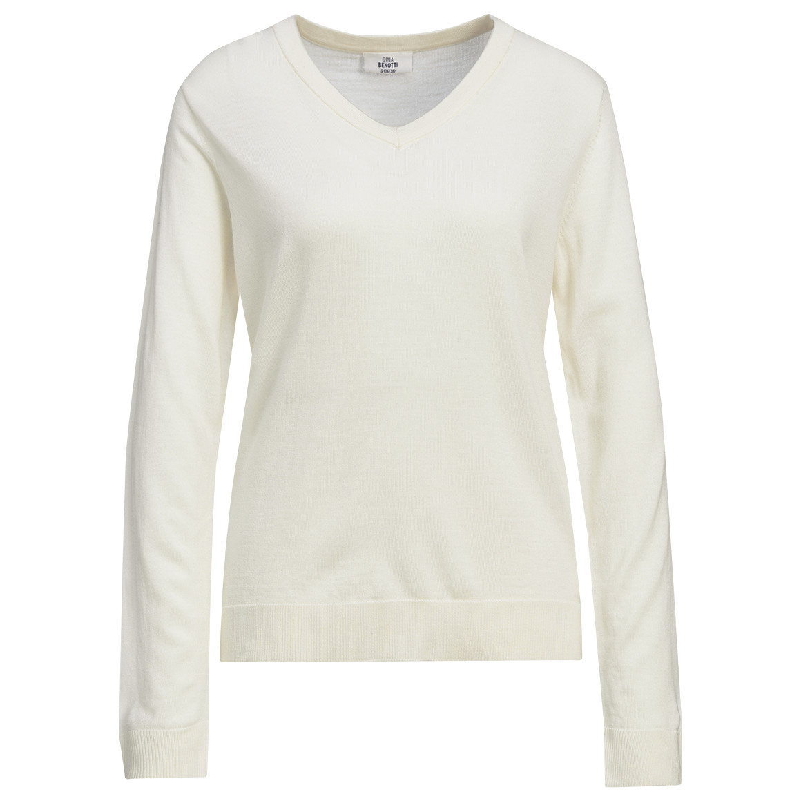 Damen Merino-Langarmshirt mit V-Ausschnitt