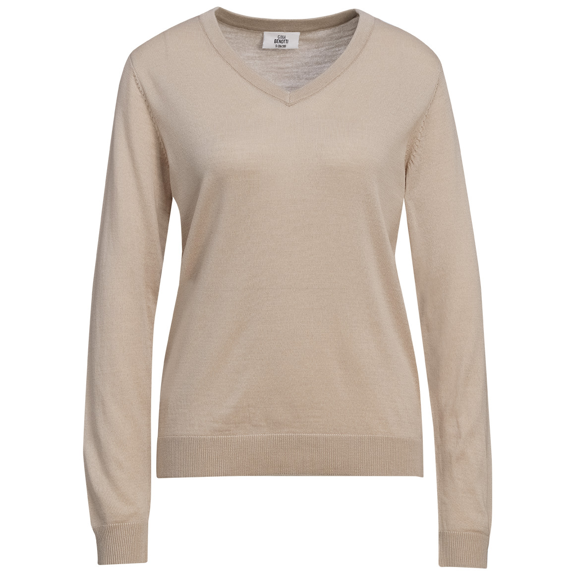 Damen Merino-Langarmshirt mit V-Ausschnitt
