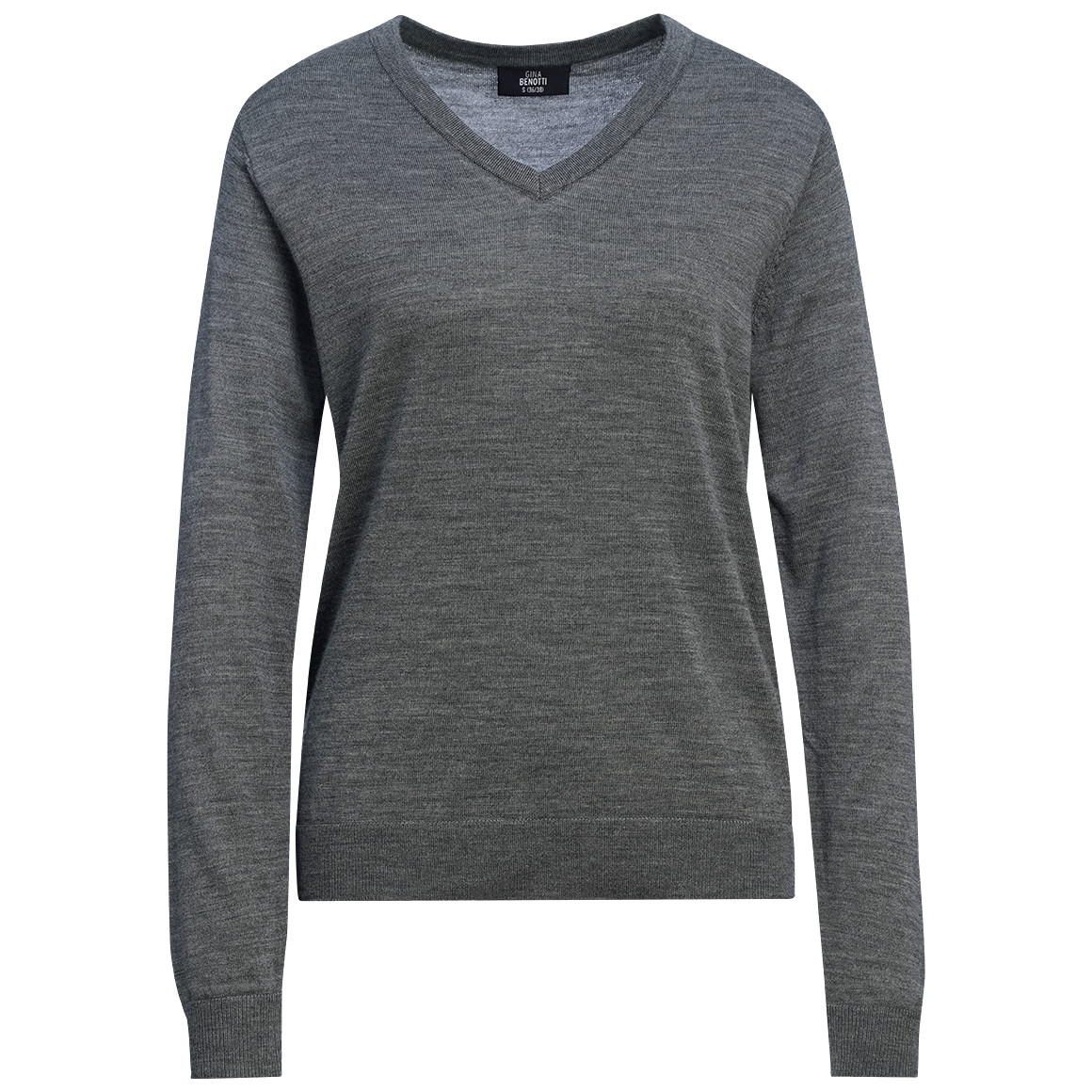 Damen Merino-Langarmshirt mit V-Ausschnitt