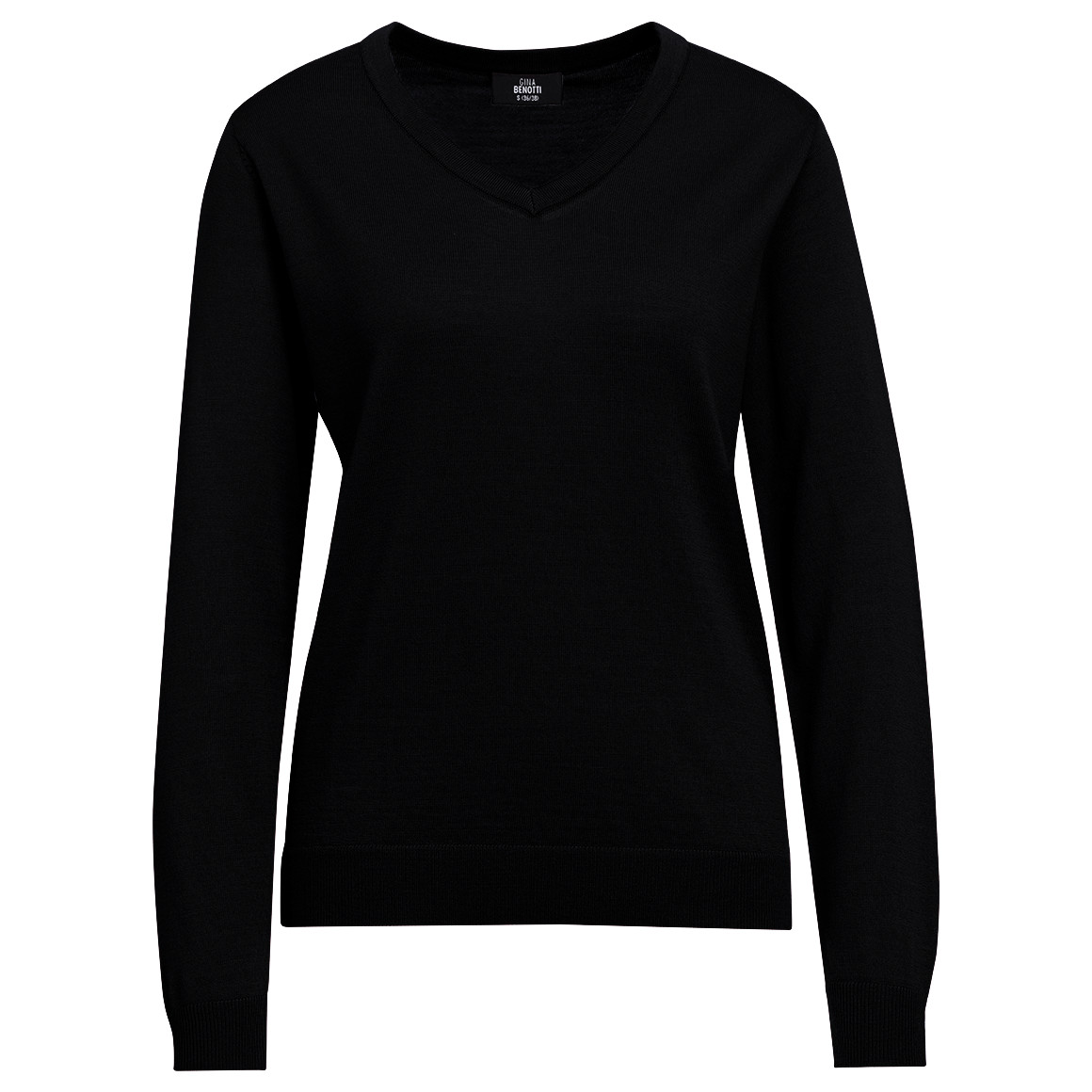 Damen Merino-Langarmshirt mit V-Ausschnitt