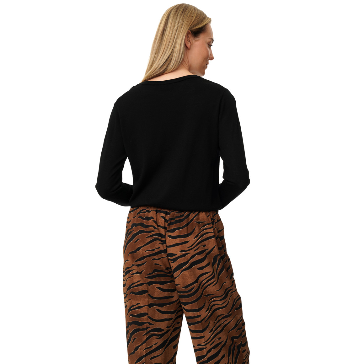 Damen Merino-Langarmshirt mit V-Ausschnitt