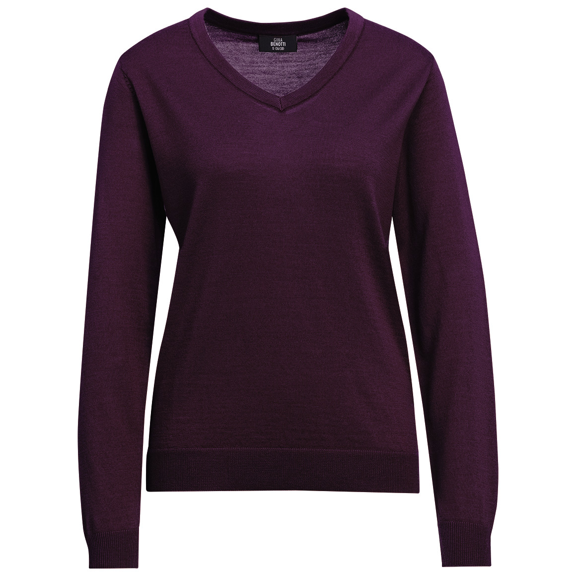 Damen Merino-Langarmshirt mit V-Ausschnitt