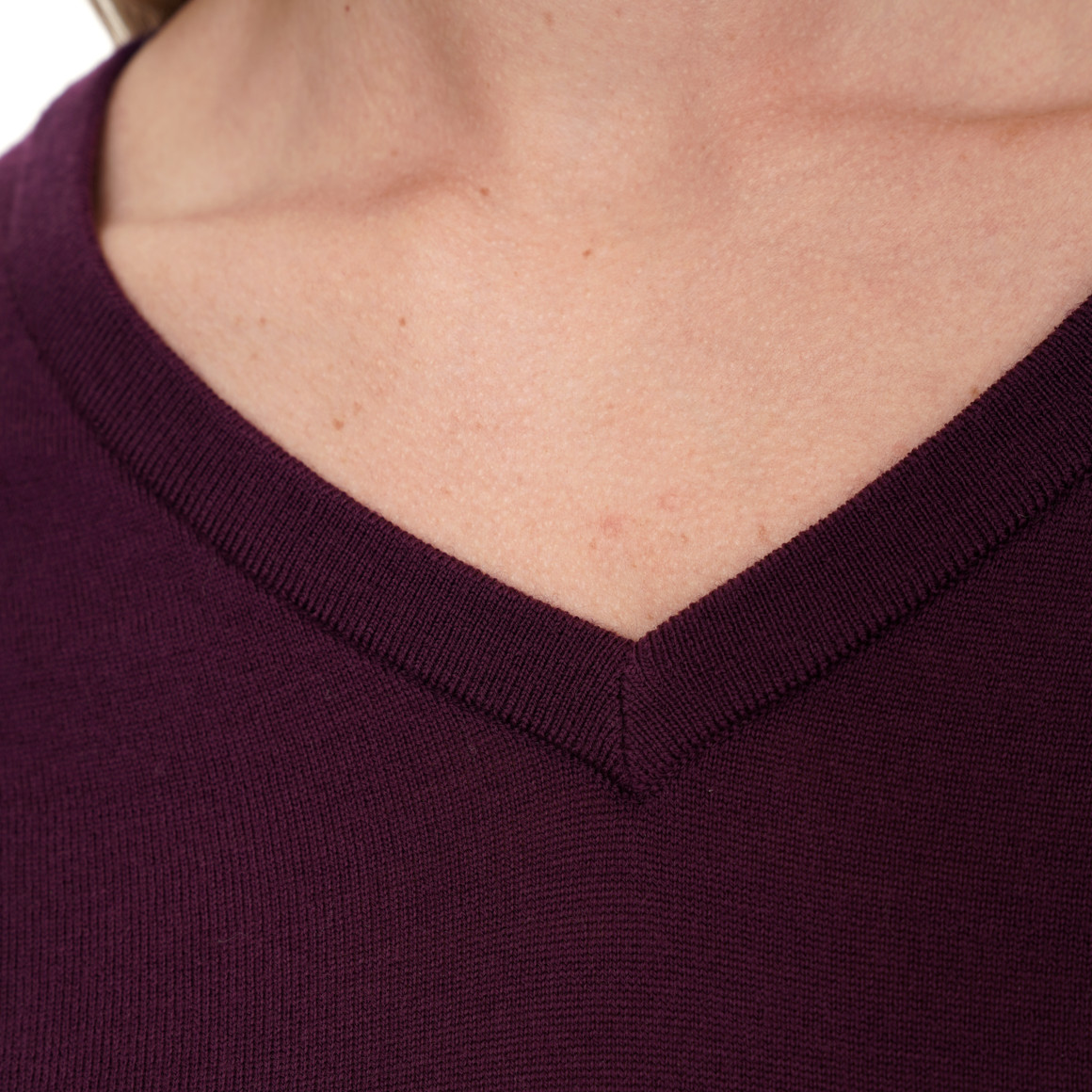Damen Merino-Langarmshirt mit V-Ausschnitt