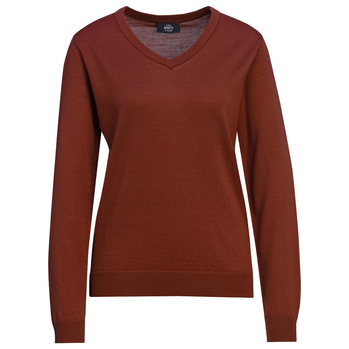 Damen Merino-Langarmshirt mit V-Ausschnitt