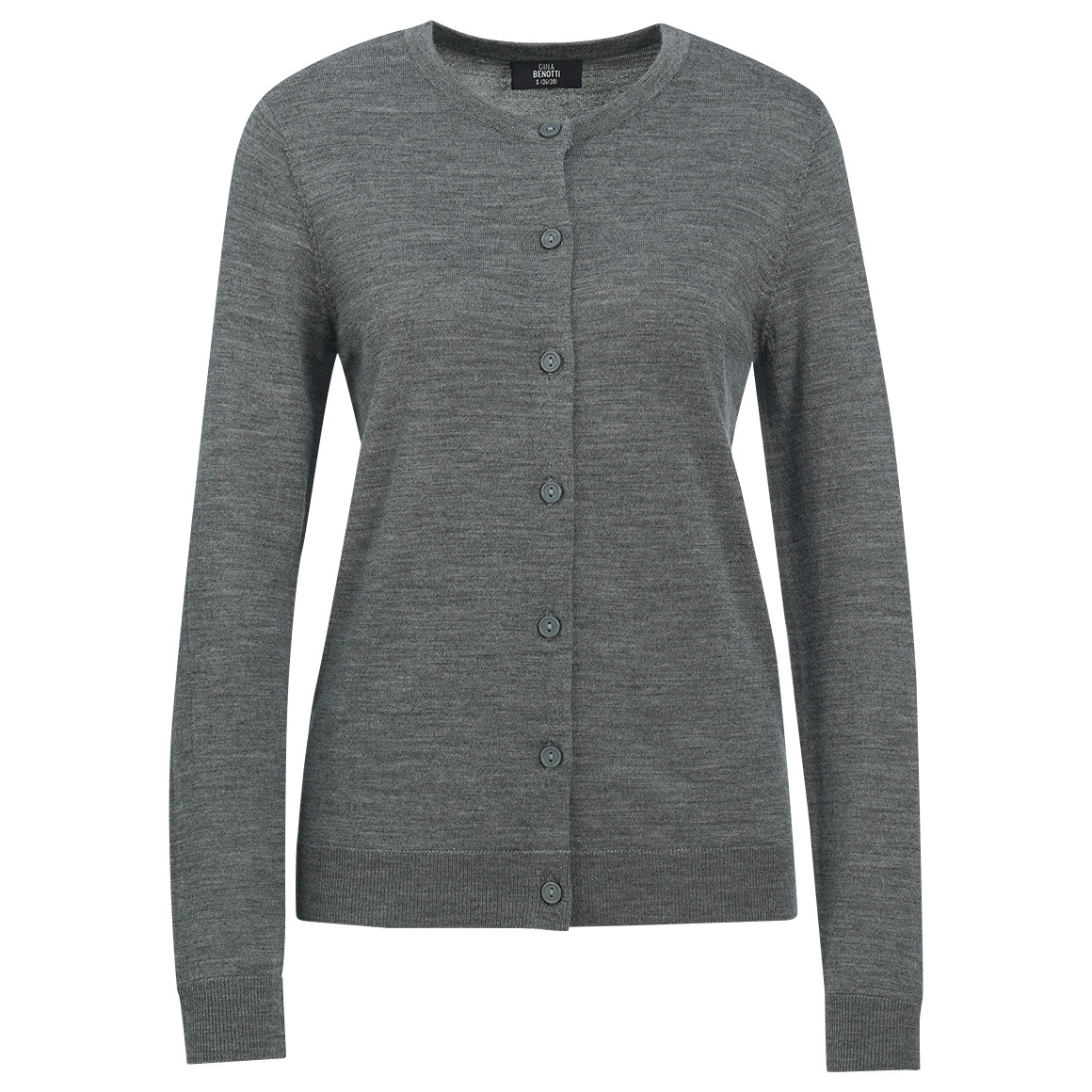 Damen Merino-Strickjacke in Unifarben