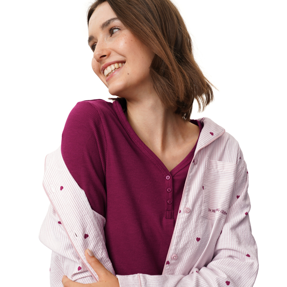 Damen Schlafshirt mit Rippstruktur