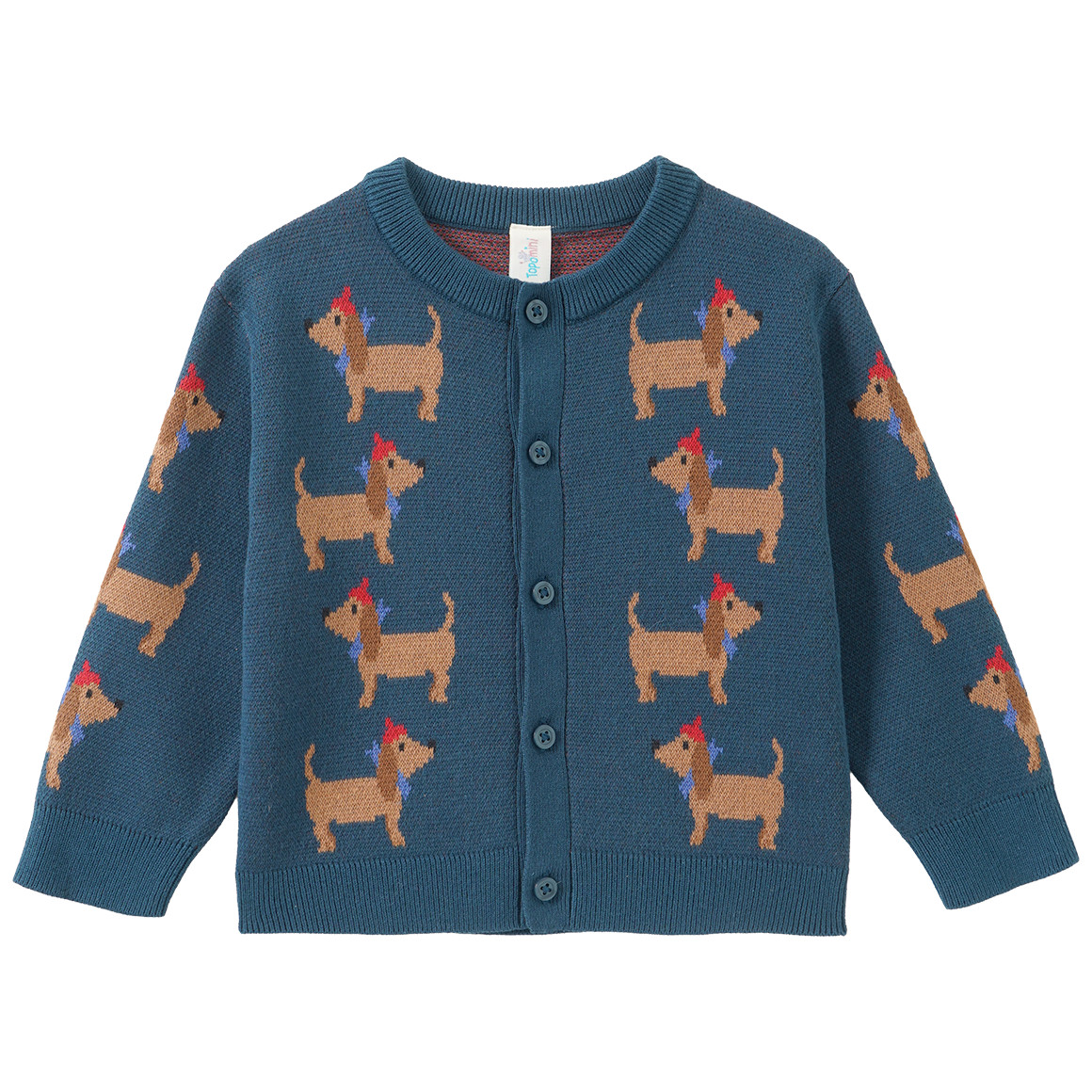 Baby Strickjacke mit Dackel-Allover