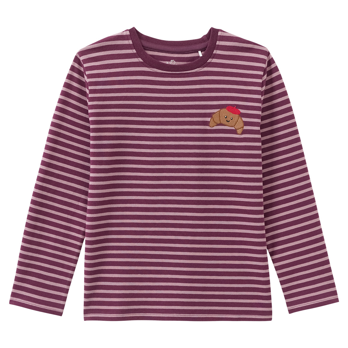 2 Mädchen Langarmshirts mit Crossaint-Motiven