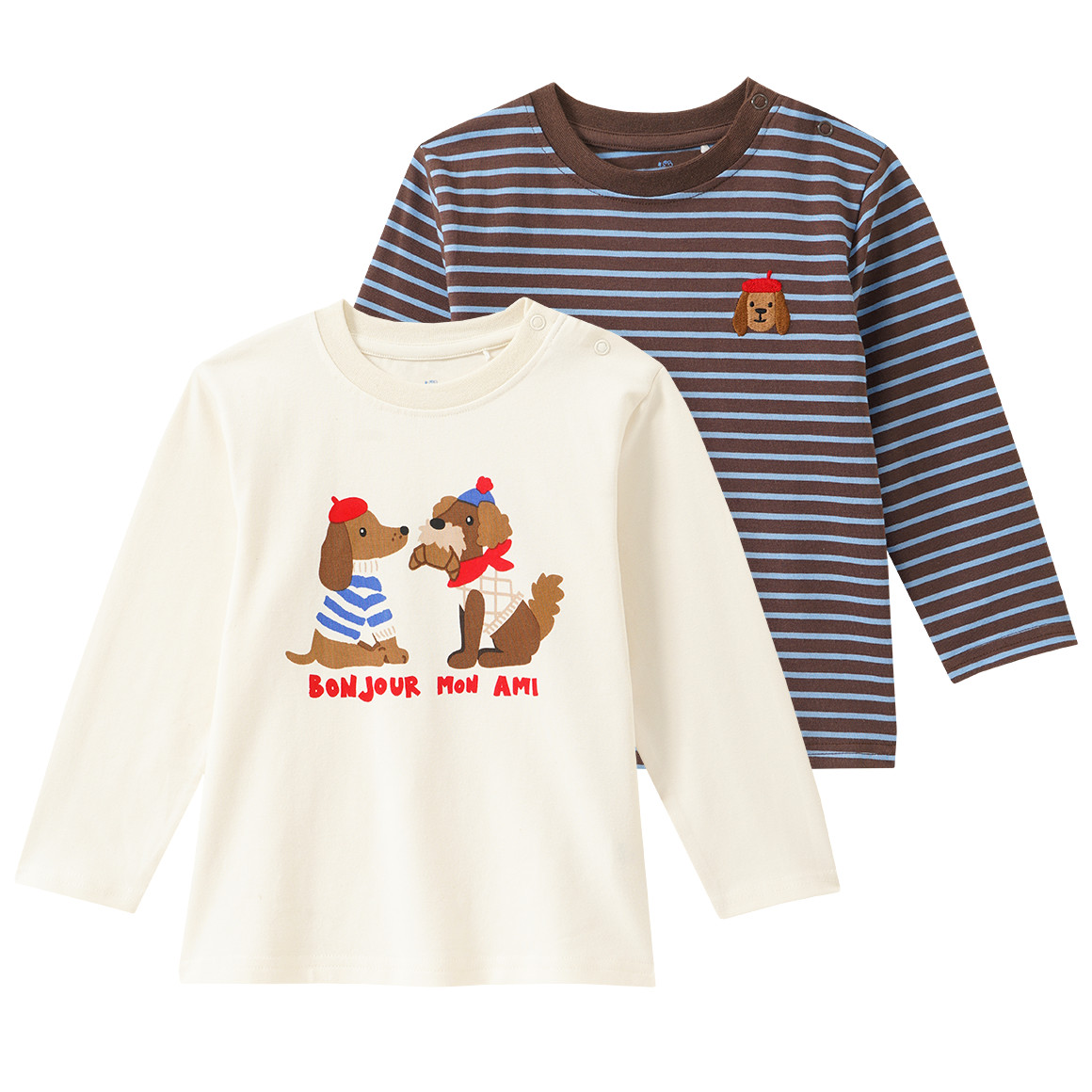 2 Baby Langarmshirts mit Dackel-Motiven