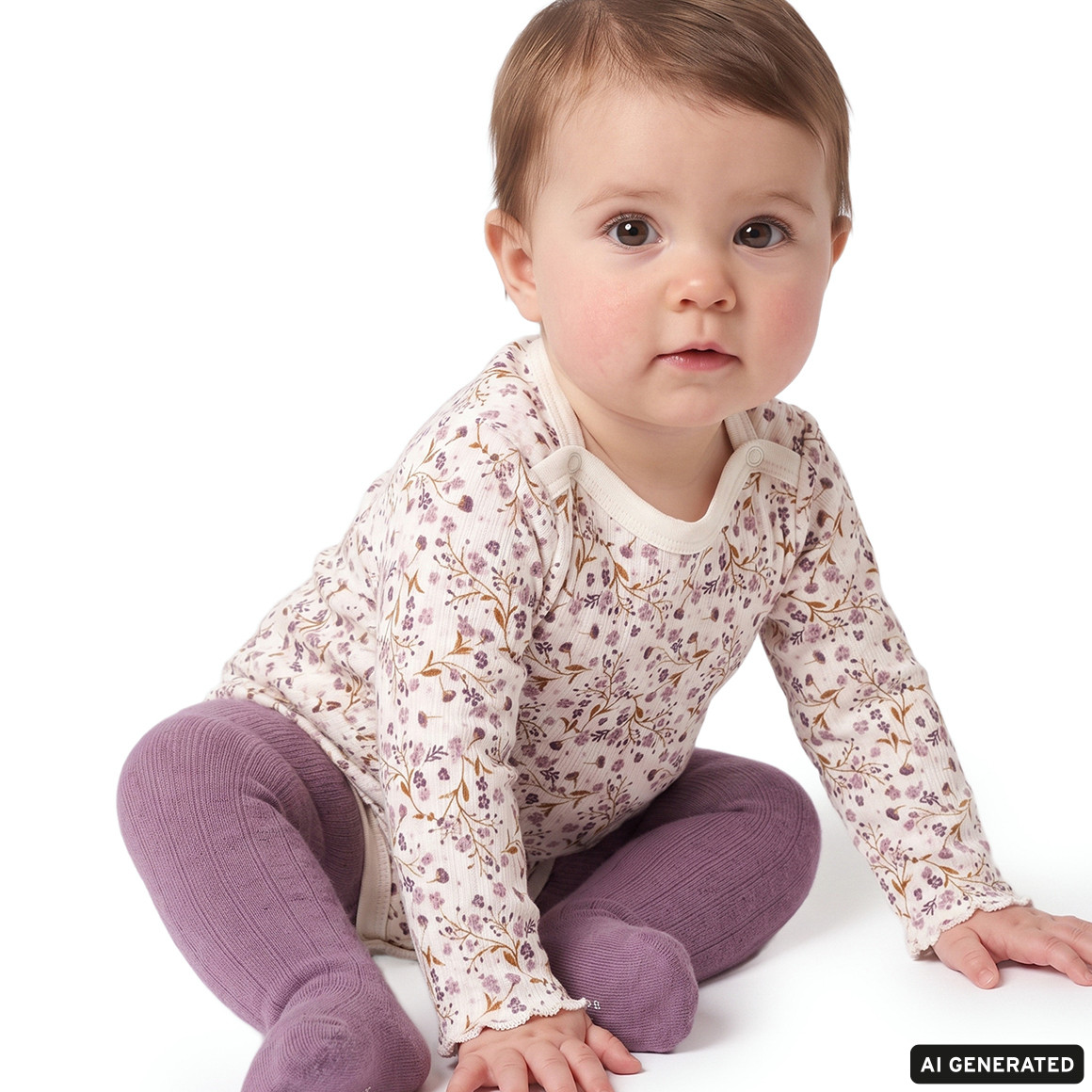 Babybody met lange mouwen en bloemetjes