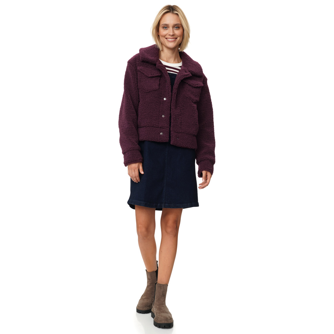 Damen Teddyjacke mit Knopfleiste