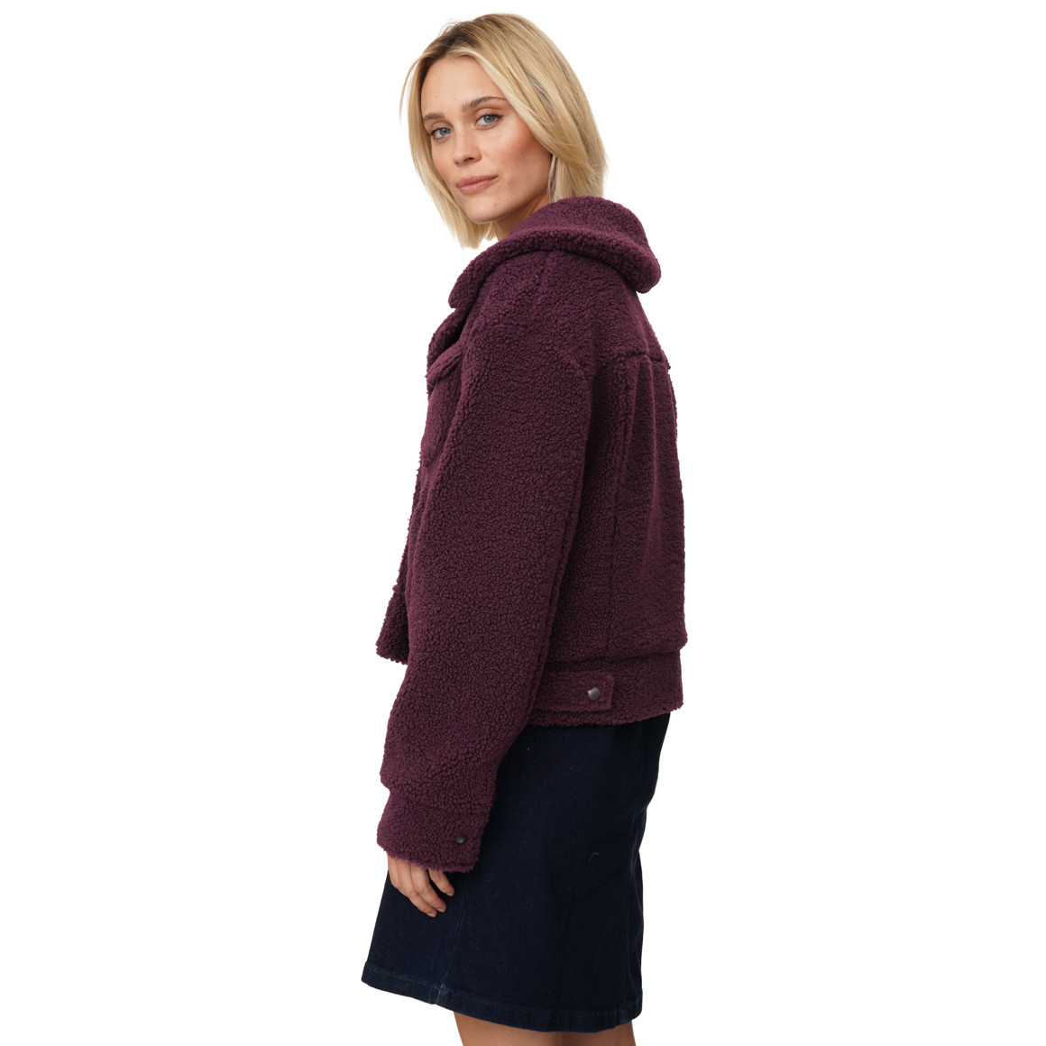 Damen Teddyjacke mit Knopfleiste