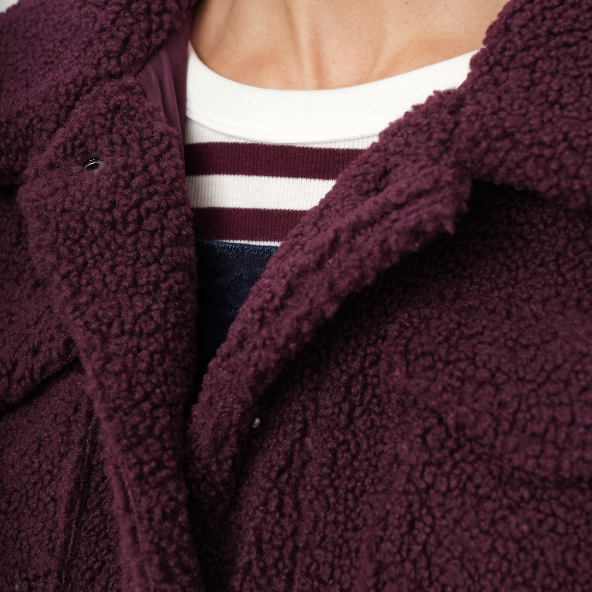 Damen Teddyjacke mit Knopfleiste