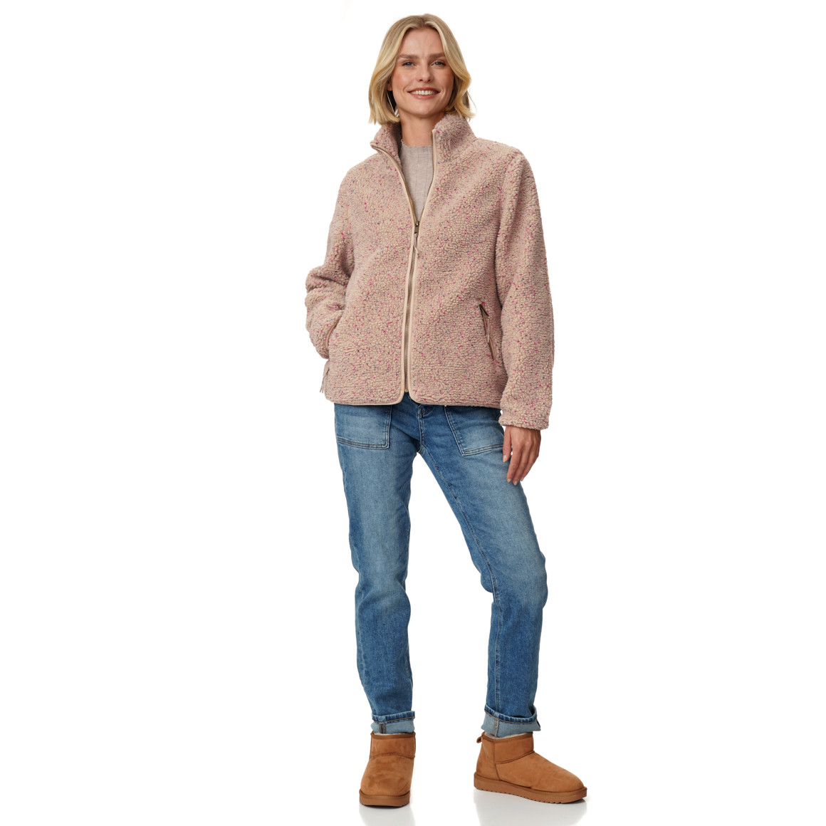 Damen Teddyjacke mit Reißverschluss