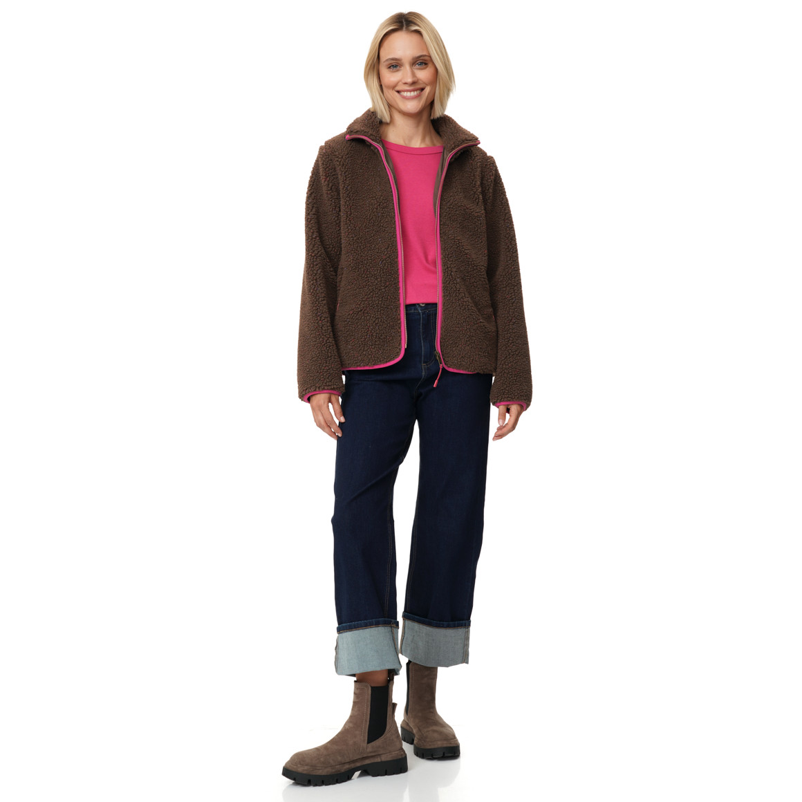 Damen Teddyjacke mit Reißverschluss