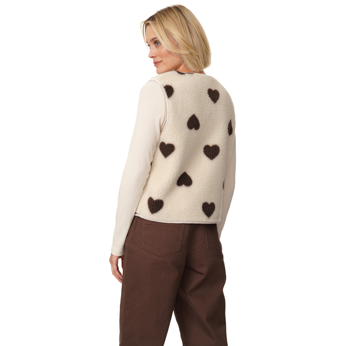Damen Teddyweste mit Knopfleiste
