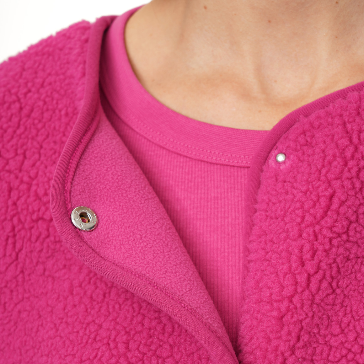 Damen Teddyweste mit Knopfleiste