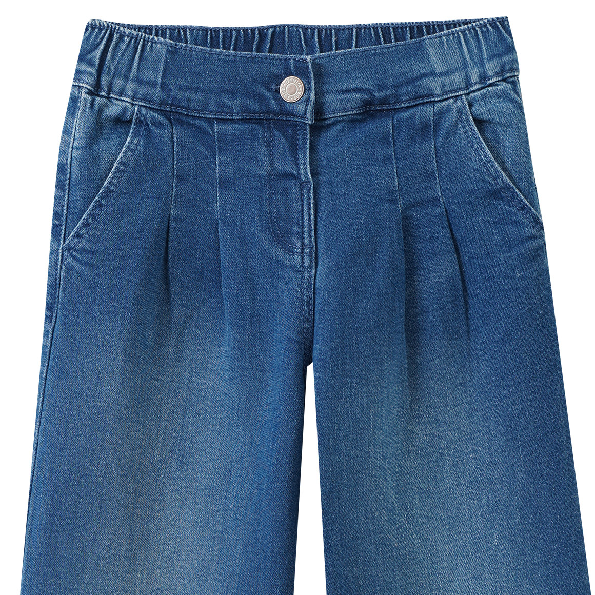 Mädchen Wide-Leg-Jeans mit Knopf