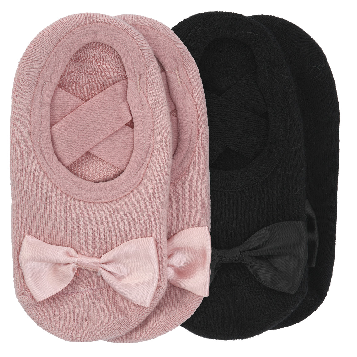 2 Paar Mädchen Stoppersocken mit Schleife
