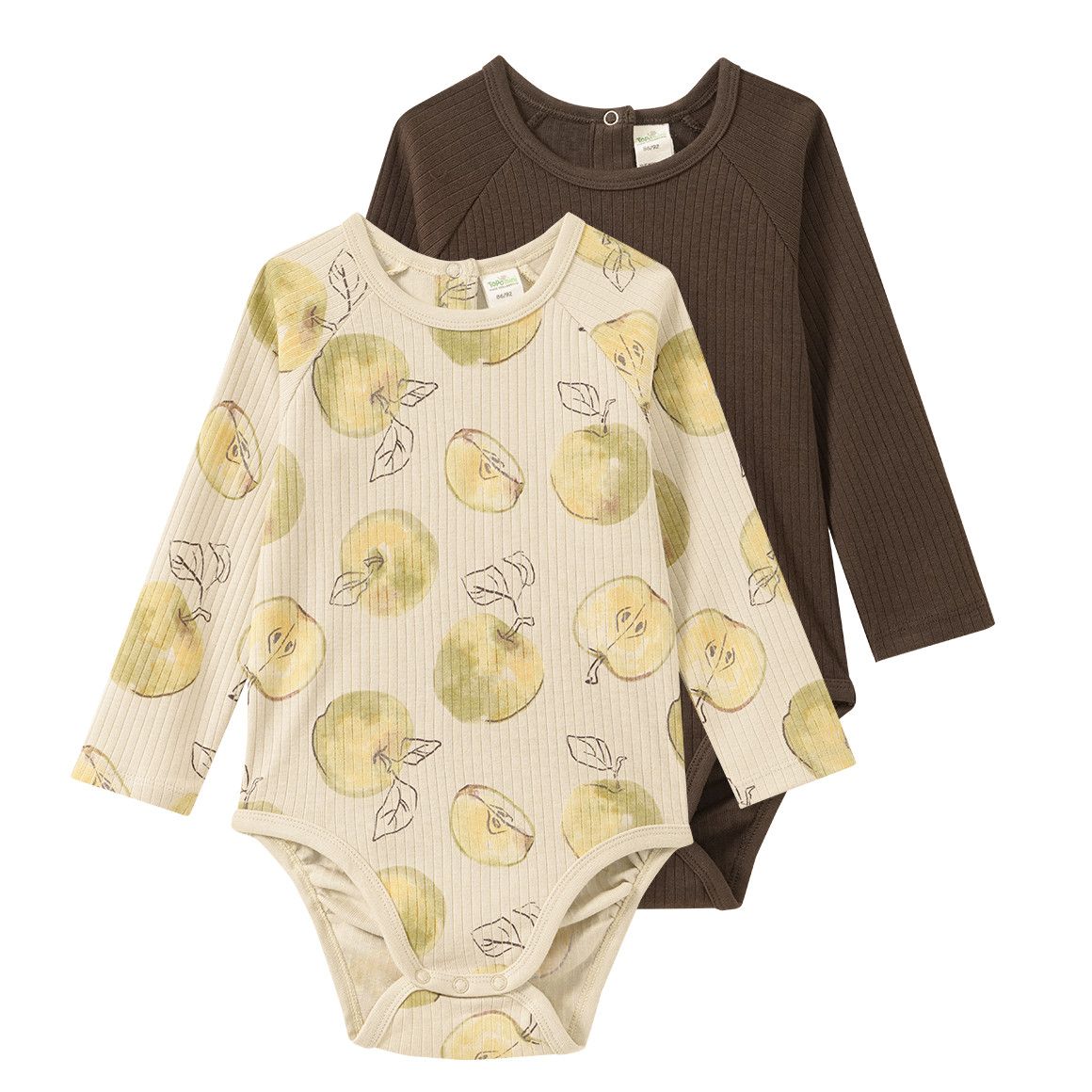 2 Baby Langarmbodys mit Rippstruktur