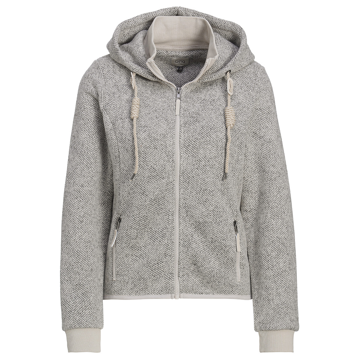 Damen Strickfleece-Jacke mit Kapuze