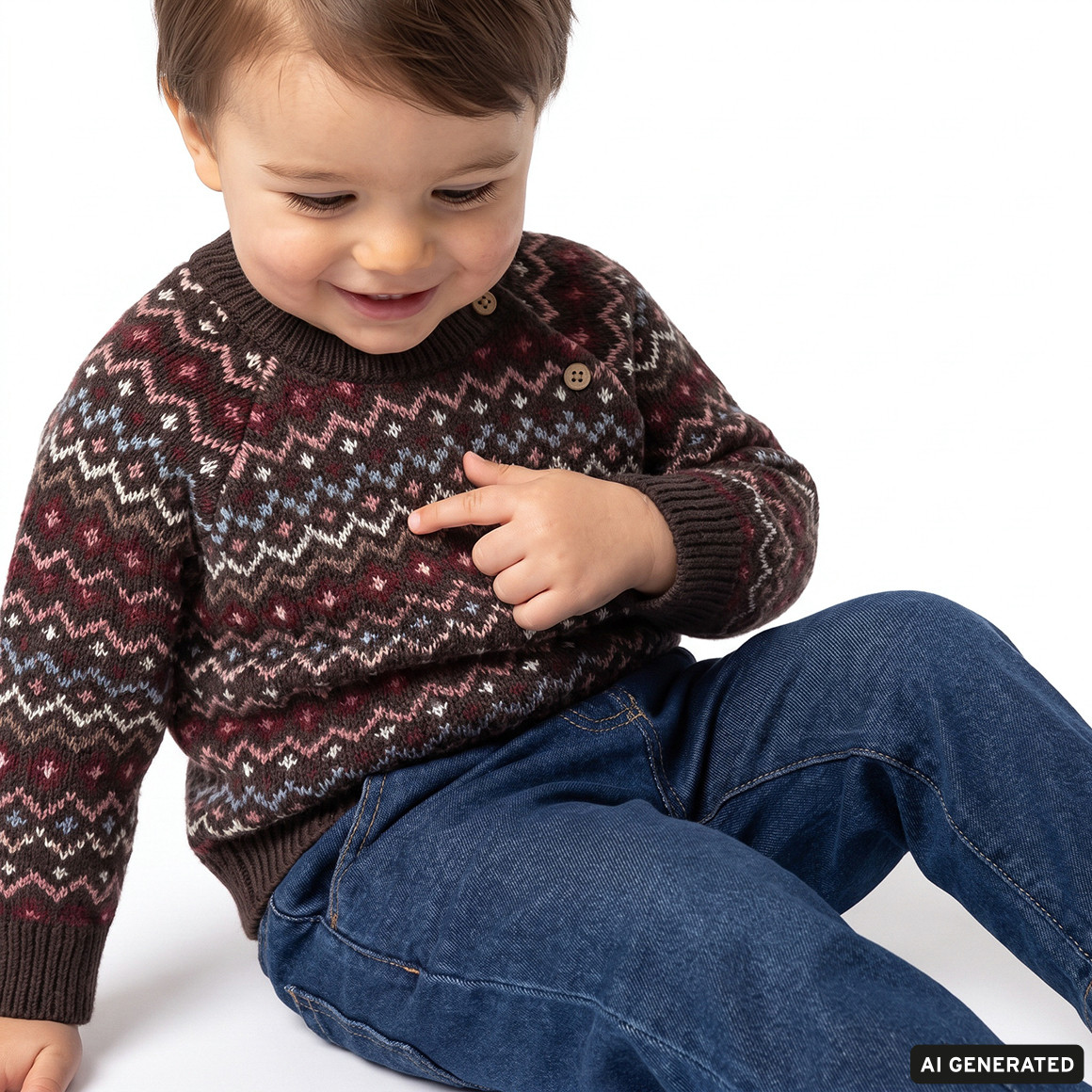 Baby Strickpullover mit Norwegermuster