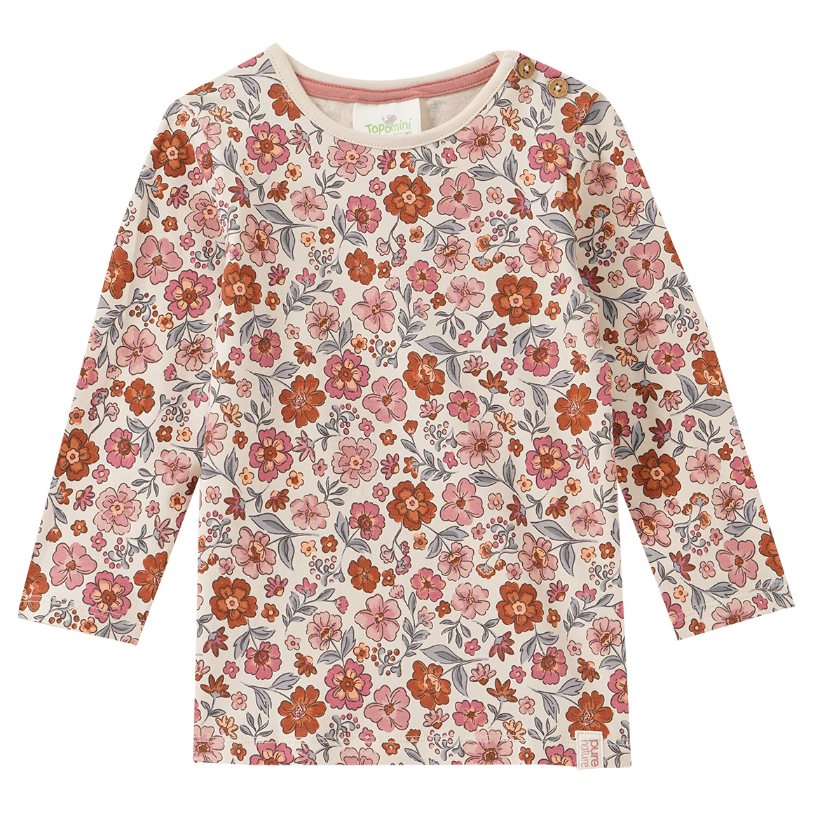 2 Baby Langarmshirts mit Blümchen