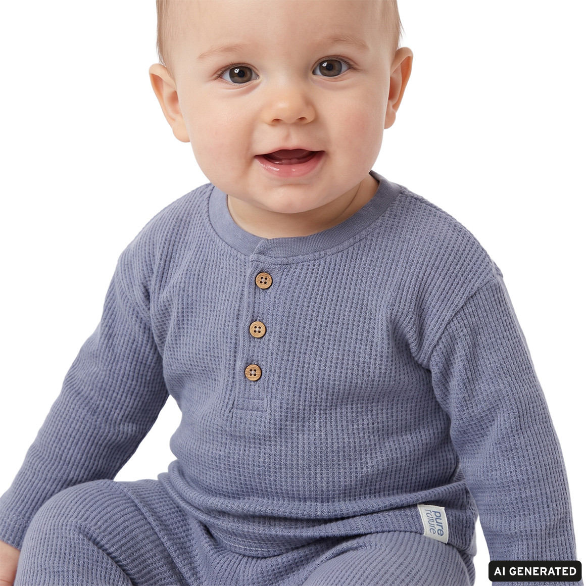 2 Baby Langarmshirts aus Waffel-Piqué