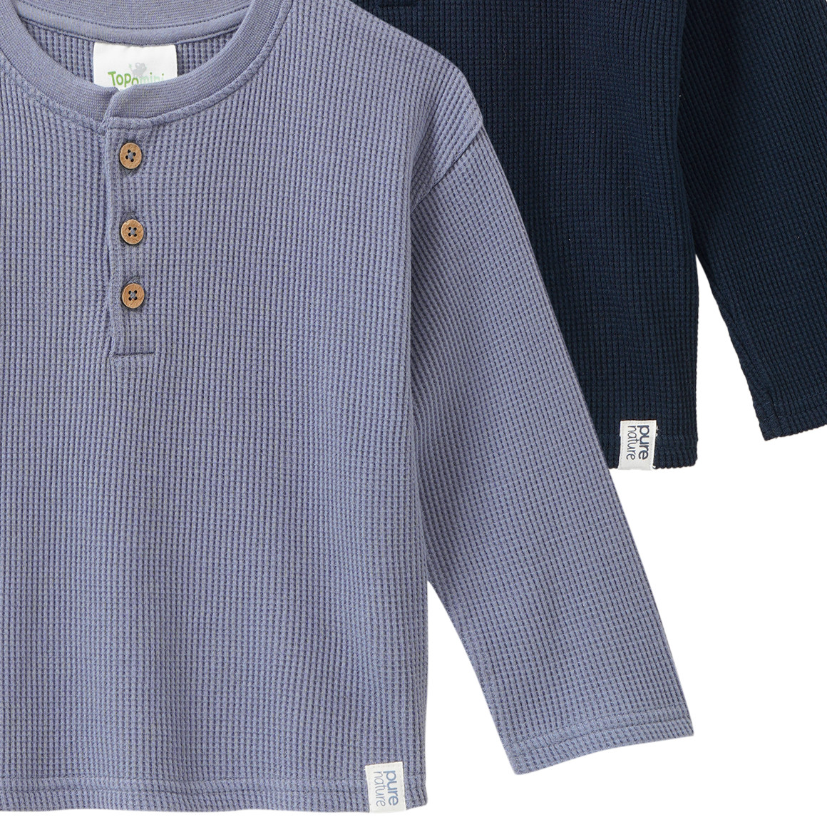 2 Baby Langarmshirts aus Waffel-Piqué