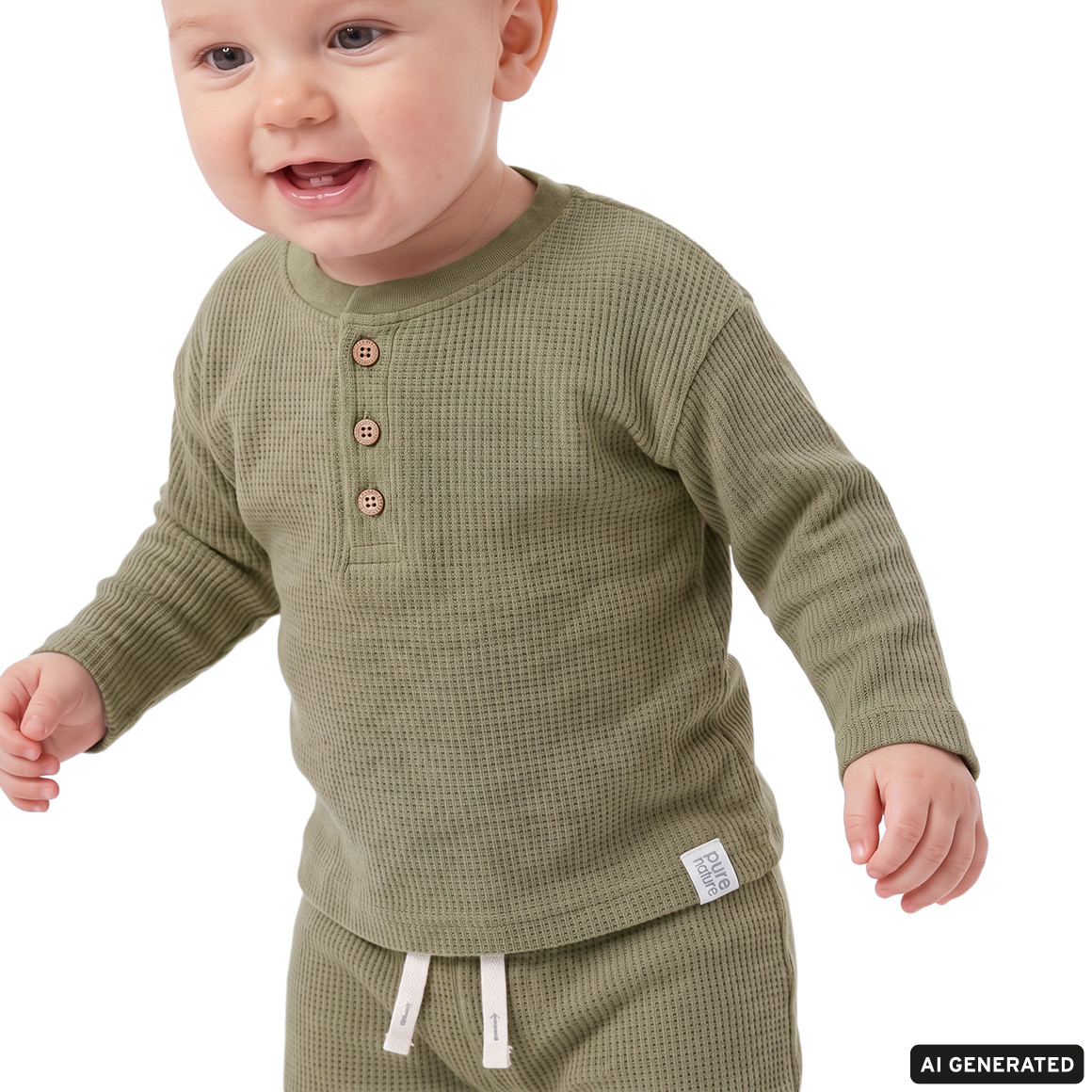 2 Baby Langarmshirts aus Waffel-Piqué