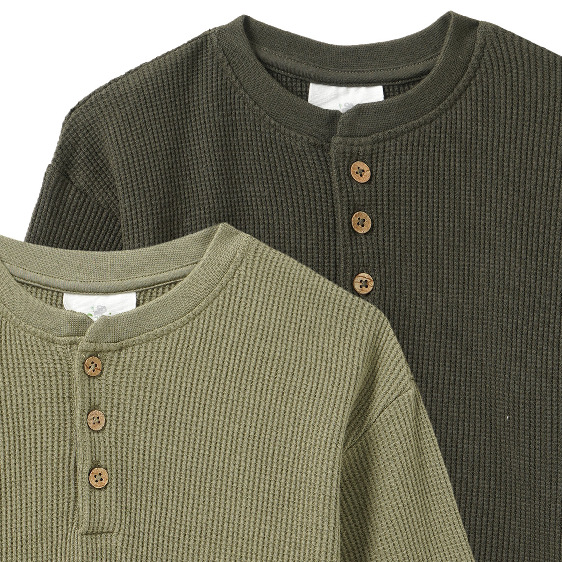 2 Baby Langarmshirts aus Waffel-Piqué