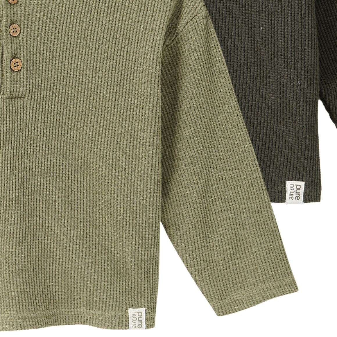 2 Baby Langarmshirts aus Waffel-Piqué
