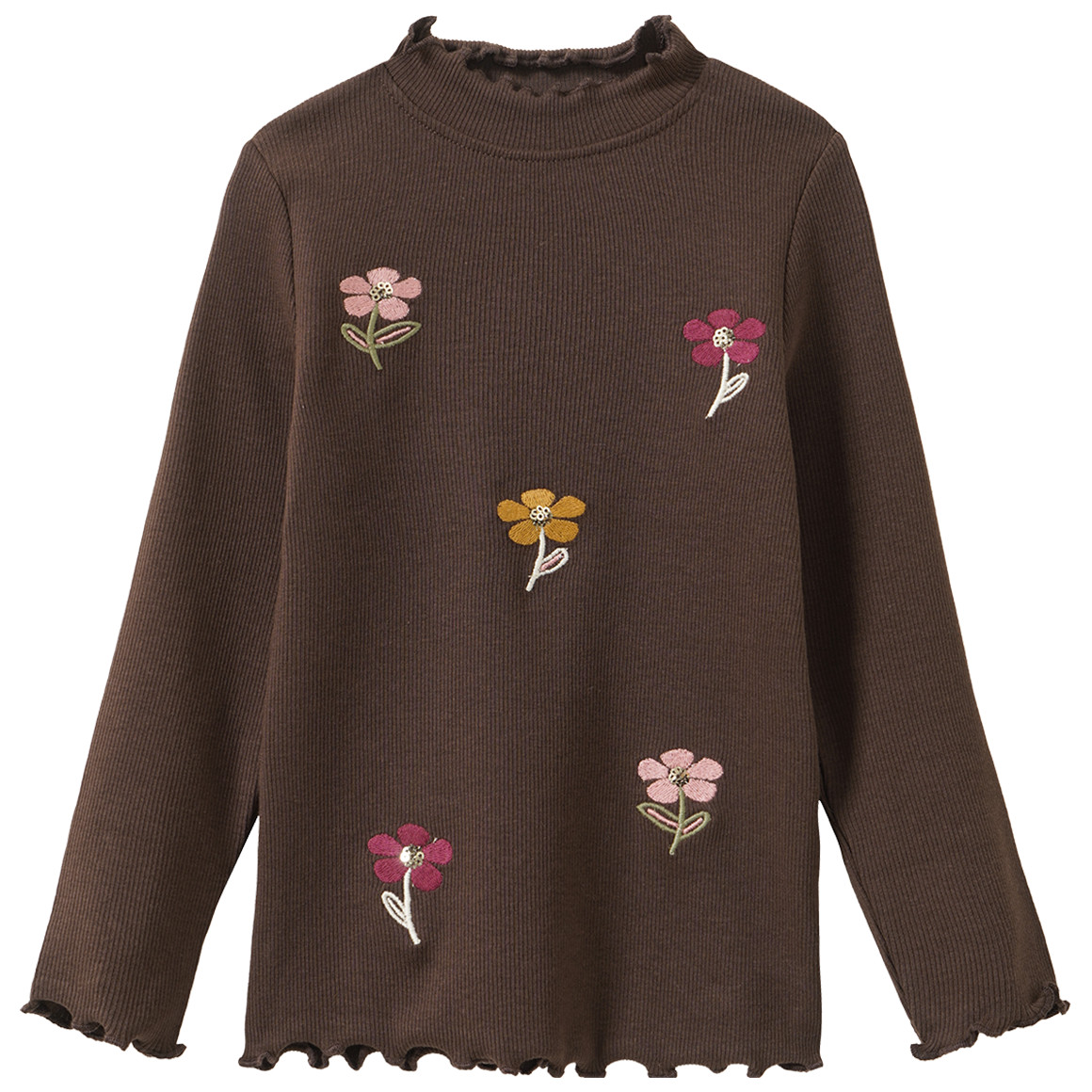 Mädchen Langarmshirt mit Rippstruktur