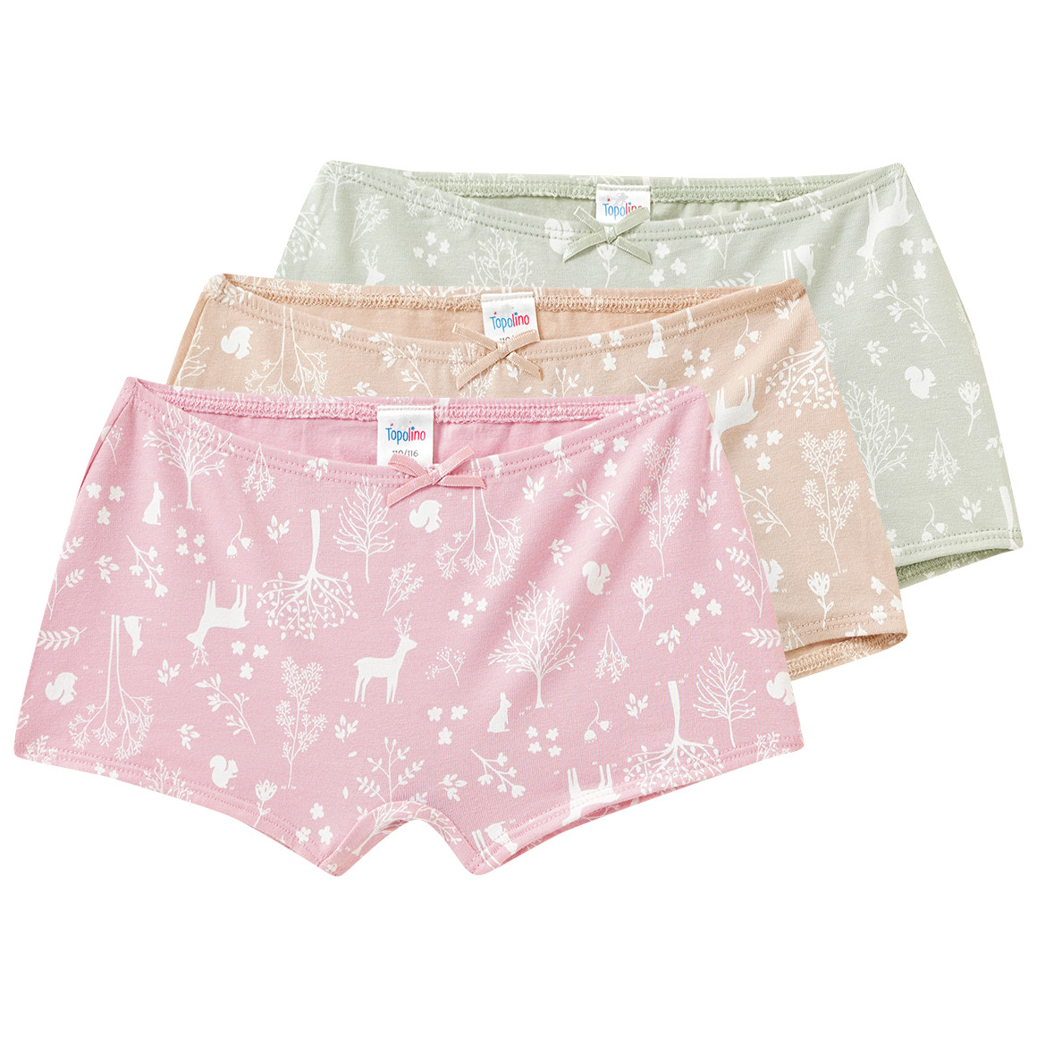 3 Mädchen Pantys mit Waldtier-Motiven