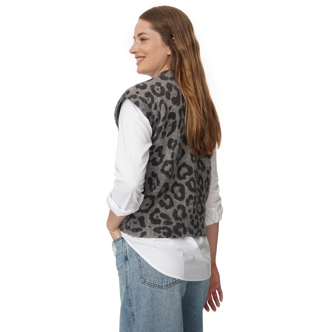 Dames Spencer zonder mouwen met luipaardprint