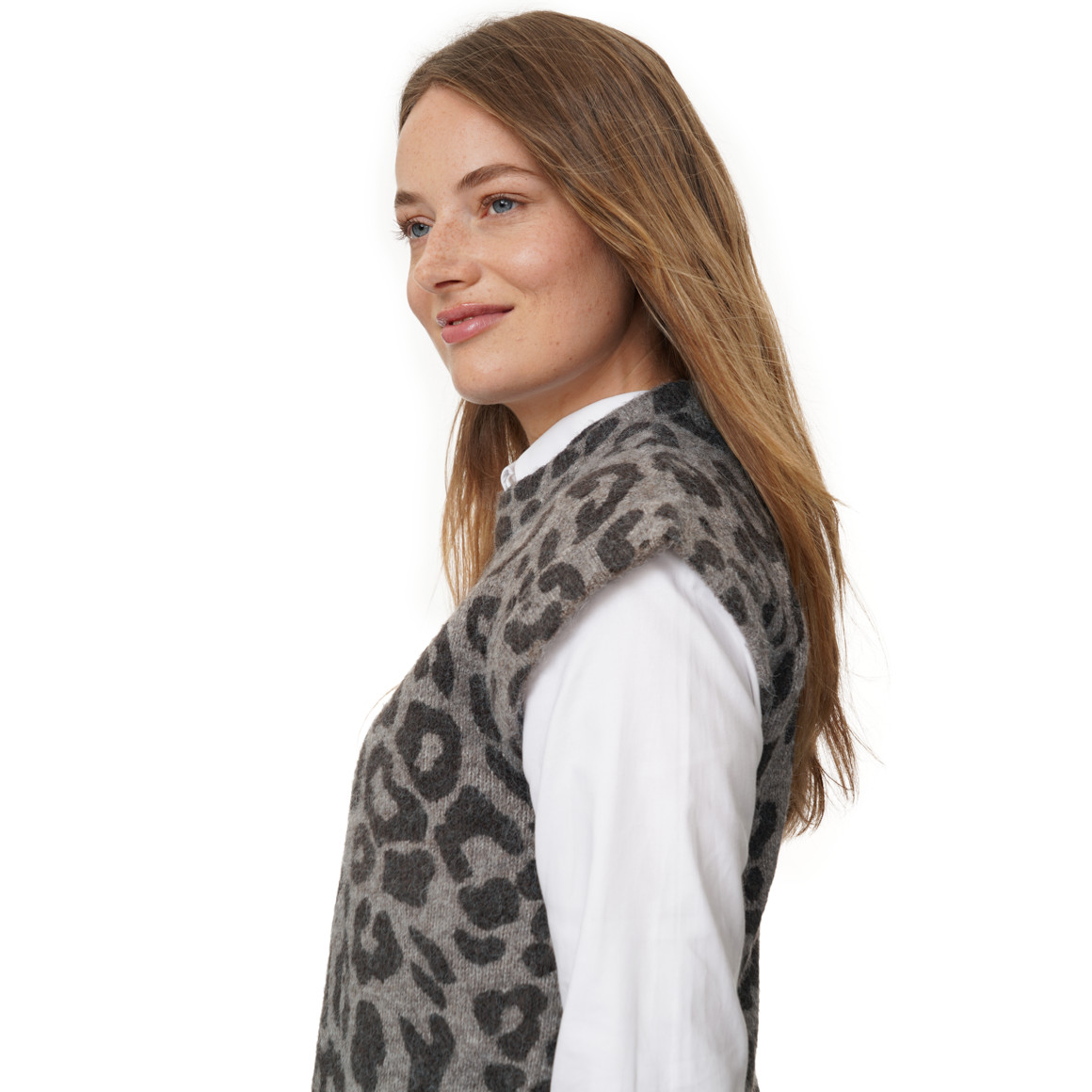 Dames Spencer zonder mouwen met luipaardprint