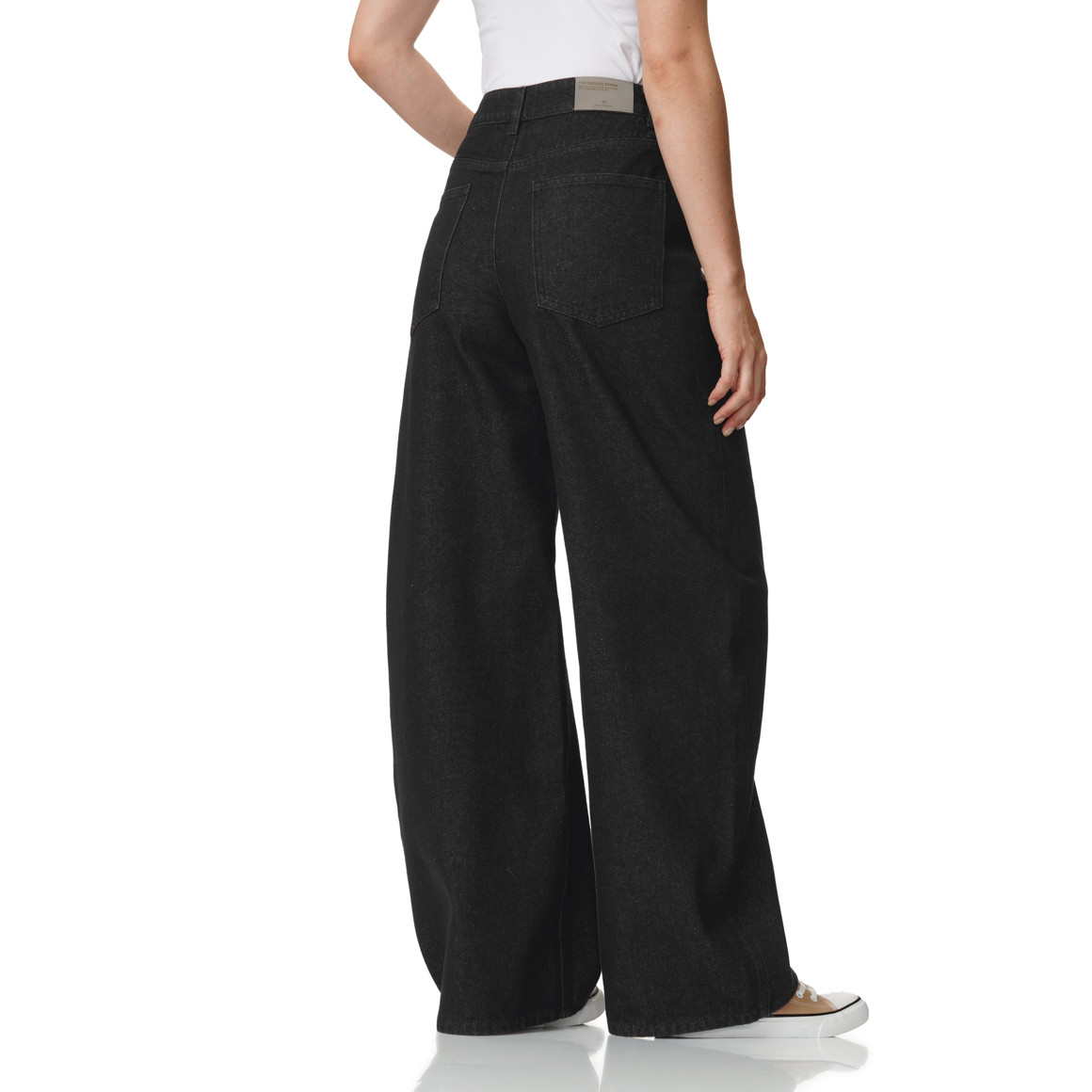 Damesjeans met barrel-pasvorm in denimlook