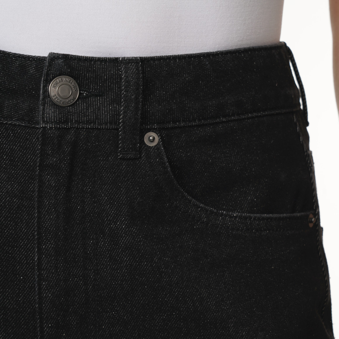 Damesjeans met barrel-pasvorm in denimlook