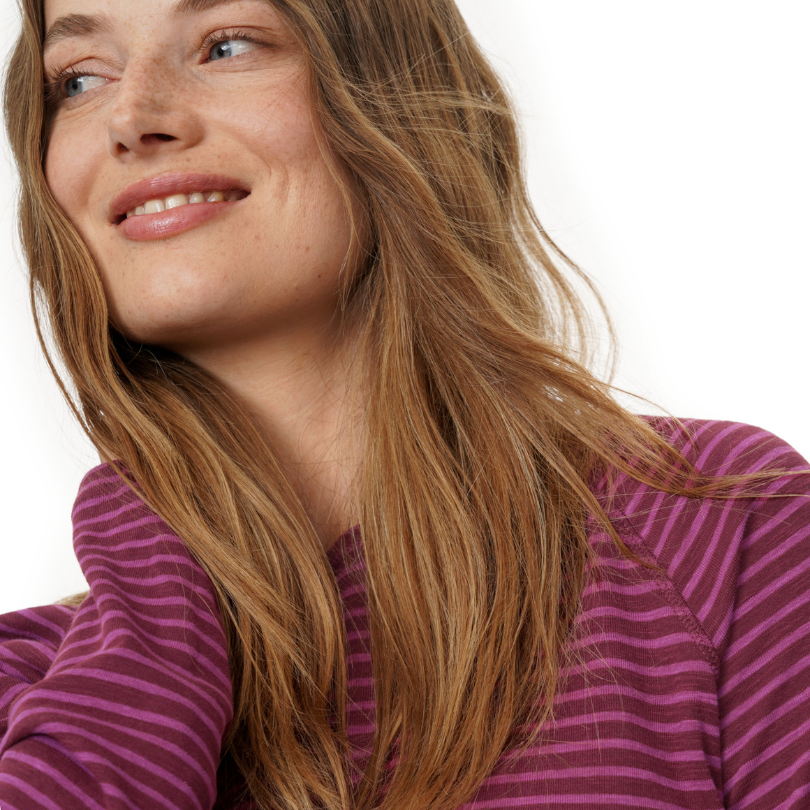 Dames-T-shirt met lange mouwen, gestreept