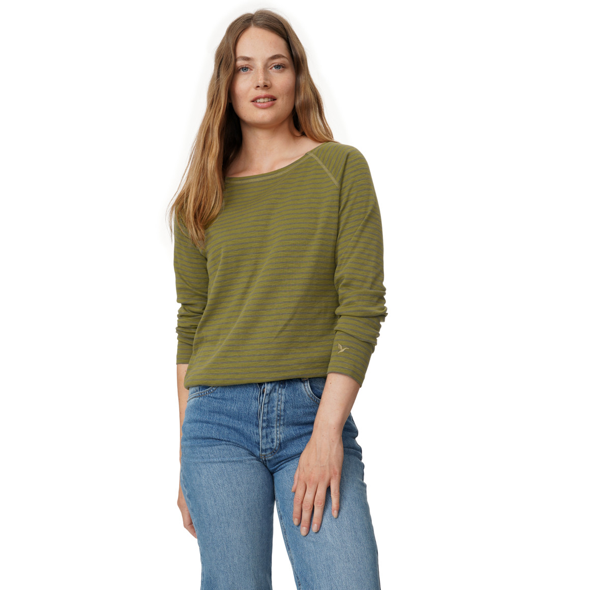 Dames-T-shirt met lange mouwen, gestreept