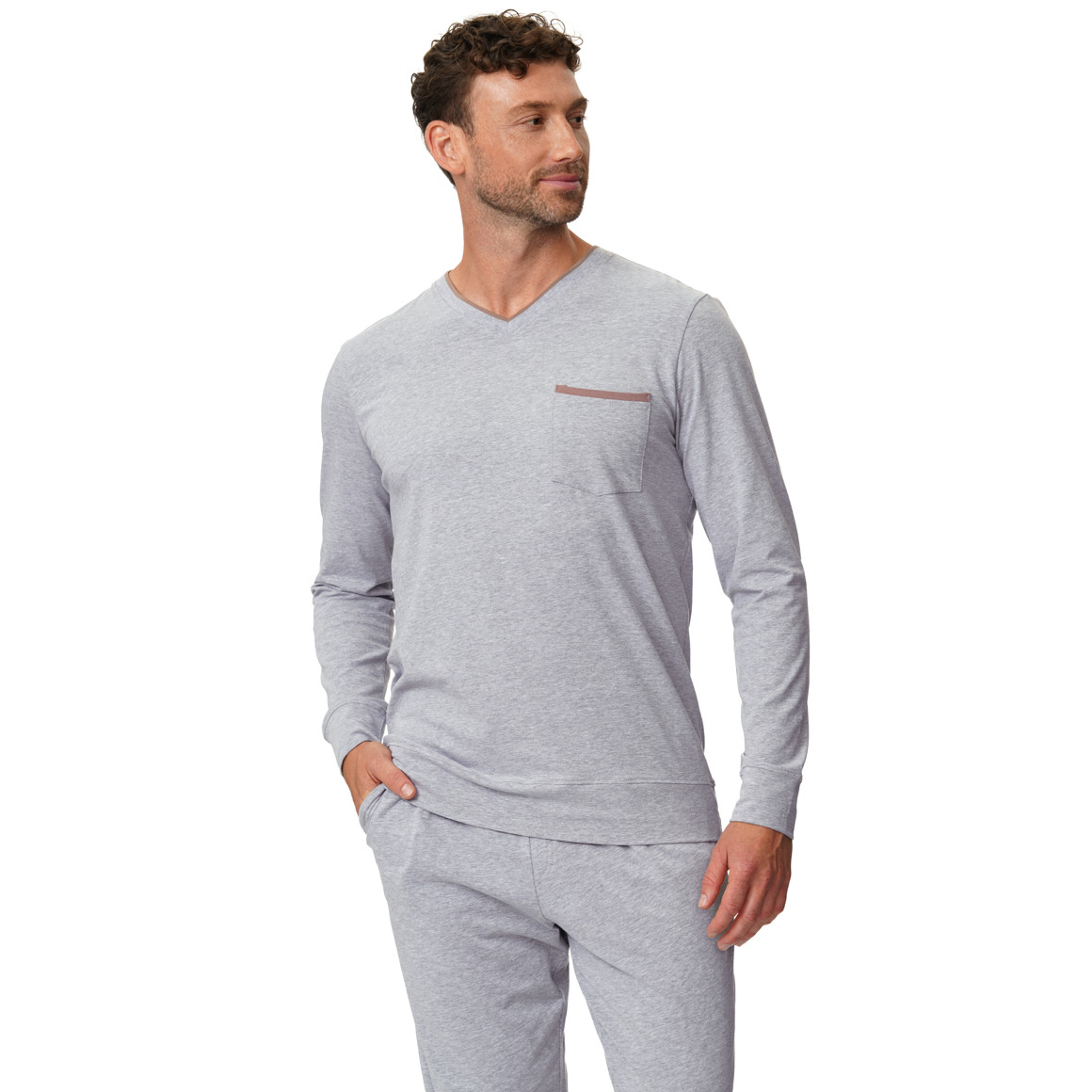 Herren Schlafshirt mit Brusttasche