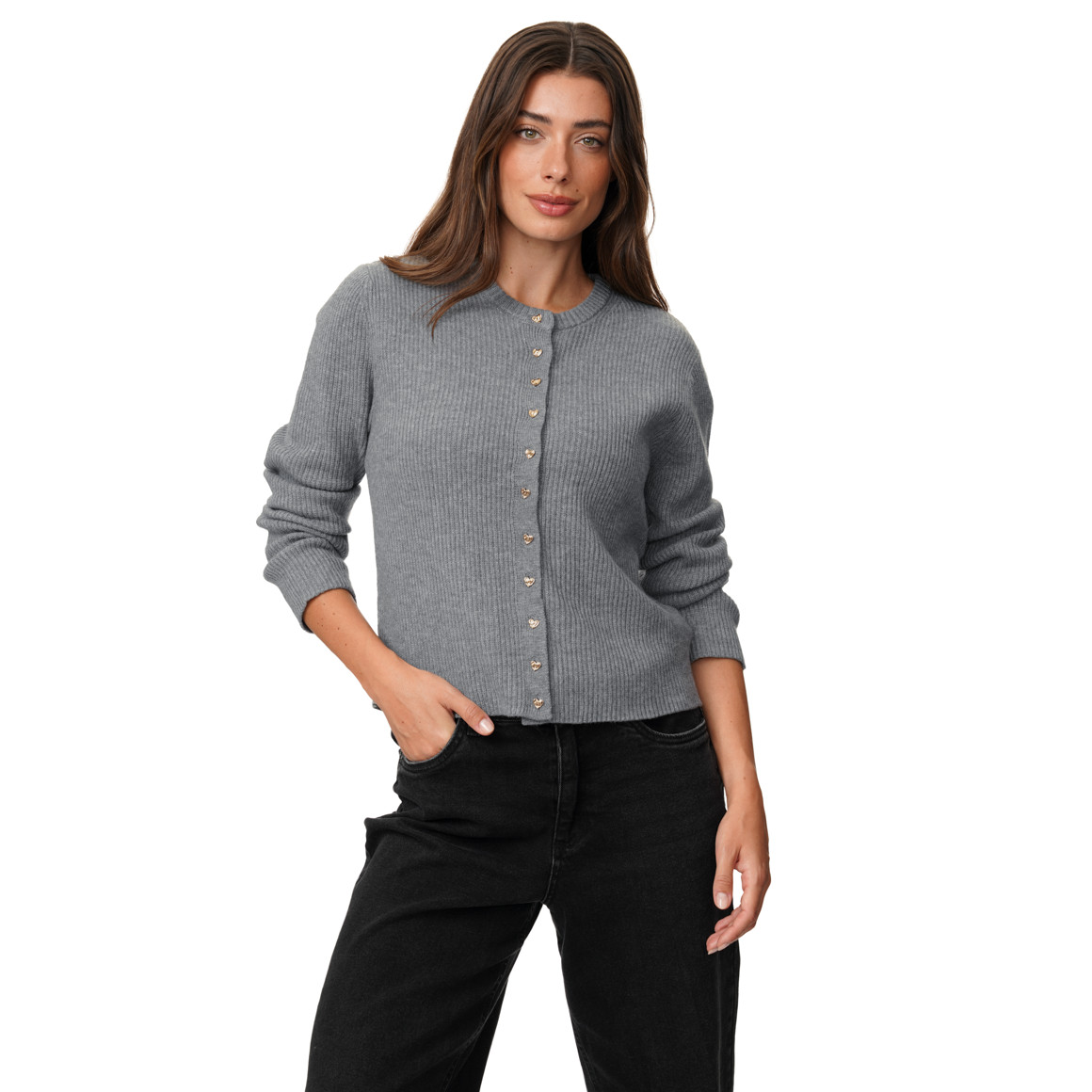 Damen Strickjacke mit Herzknöpfen
