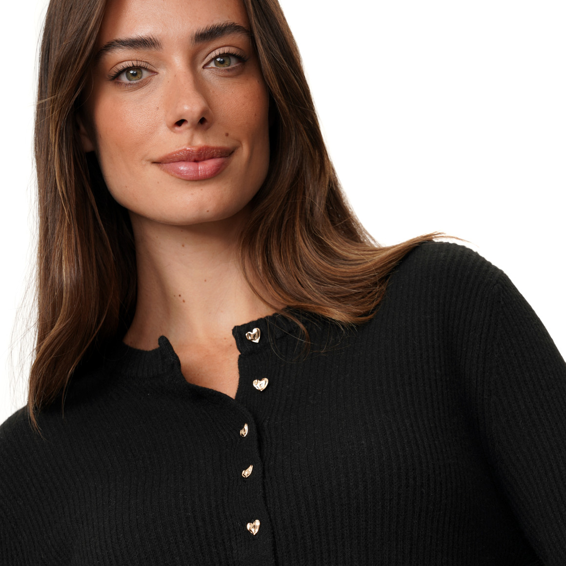 Damen Strickjacke mit Herzknöpfen