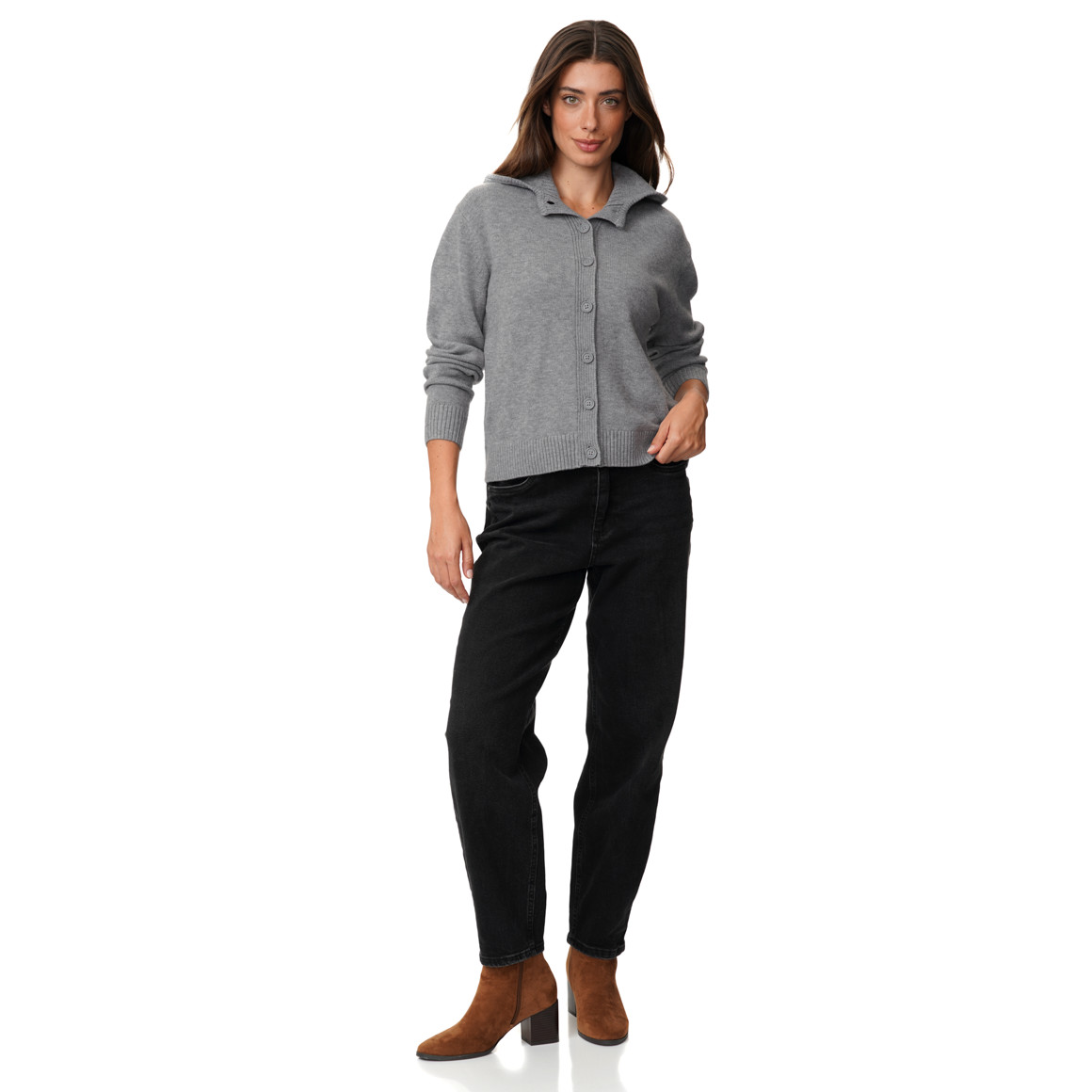 Damen Strickjacke mit Kapuze