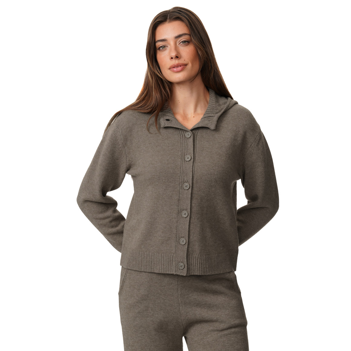Damen Strickjacke mit Kapuze